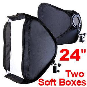 2x Portable 24 60cm Softbox Soft Box For Flash Light Speedlite Photo 
