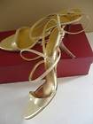 NIB Salvatore Ferragamo Samba Gold Reptile Sandals Heels Shoes $430 