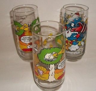 glasses 2   McDonalds Camp Snoopy 1 Clumsy Smurf excellent 