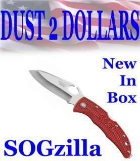 NEW Sog SOG Sogzilla RSP 01 Folding Pocket Clip Knife RED 8Cr13MoV 