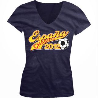   2012 Junior Girls V neck T shirt Spain Football World Cup FIFA Tee