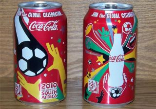 2010 USA LE COCA COLA FIFA WORLD CUP 12 oz 355ml FULL COKE 2 CAN SET