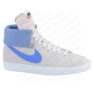 Nike Blazer High Roll Top Suede Sports Trainers Shoes Oatmeal/Blue 