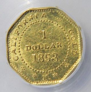 US rare 1853 CALIFORNIA GOLD octagonal Liberty $1 Dollar BG 530 NGC 