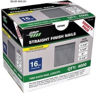 Grip Fast Variety Pack 4000 ct 16 Gauge Straight Finishing Nails   2ND 
