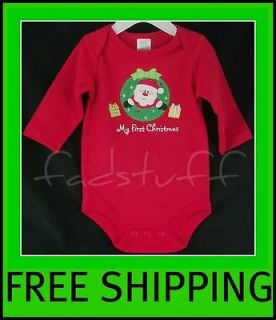 Baby SANTA Bodysuit MY 1ST FIRST CHRISTMAS Suit RATTLE