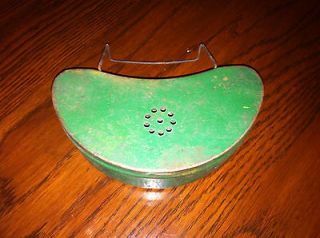 Tin Worm Holder Fits Belt Antique Fishing Tackle Box Green Metal