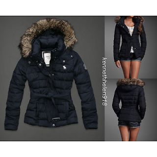 NWT ABERCROMBIE & FITCH WOMENS RENEE DOWN JACKET COAT NAVY SIZE S,M,L 