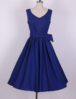 50s Audrey Hepburn Style Navy blue Dress Size 4X Pinup Vintage 