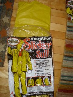 Vintage Waterproof RUBBER Slicker Jacket Overalls Medium Yellow 