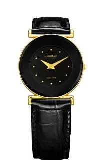   Elegance 30 mm Gold PVD Black Dial Leather Watch Watches 