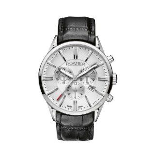   Silver Dial Black Leather Chronograph Watch Watches 