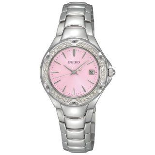 Seiko Womens SXDC53 Crystal Sporty Dress Pink Dial Watch Watches 