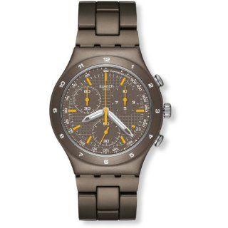 Swatch Mens YCT4000AG Quartz Aluminum Brown Dial Chronograph Watch 