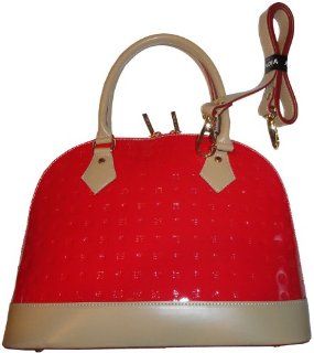 Womens Arcadia Patent Leather Purse Handbag Coral Red 