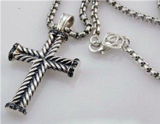 David Yurman Sterling Silver Chevron Cross Necklace