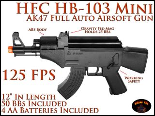 HFC HB 103 Mini Novelty Black AK47 Full Auto Airsoft Gun AK74U 125 FPS