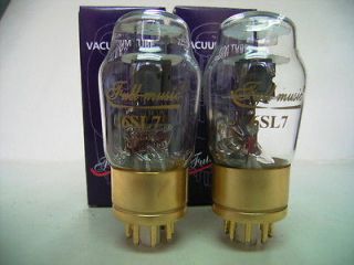 Matched Pair FULL MUSIC 6SL7 Audio Tubes Brass Base Gold Pin Gold 