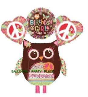   OWL PARTY SUPPLIES birthday girl balloons chocolate 6 decorations