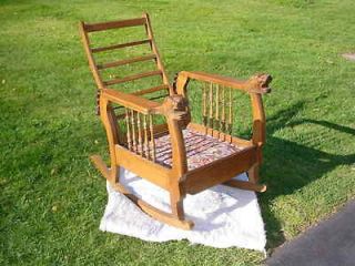   Oak Morris Chair ~ Rocker ~ with LION HEAD Arms W Mass PICK UP ONLY