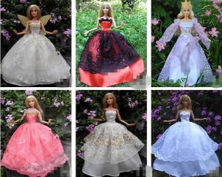 15 items Barbie Dresses Gown Hangers Shoes Handmade Clothing For 