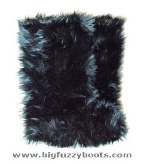   Fluffy Wuffies© BLACK Faux Fur Boots Fuzzy Fluffy Big Fur Boots Sz 5