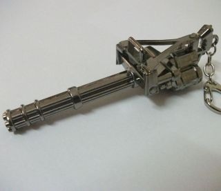 Metal Military Gun Gatling model keychain key Ring Ornaments Black