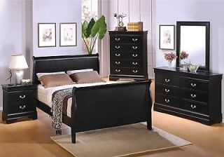 New 4 PC Full Size Louise Phillipe Black Color Bedroom Set