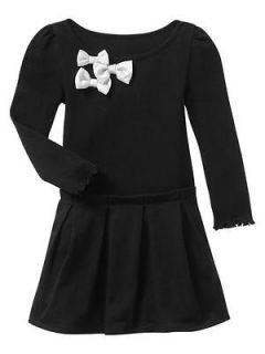 NWT Baby Gap Bryant Park Black Ribbed Bow Dress 12 18 18 24 4T