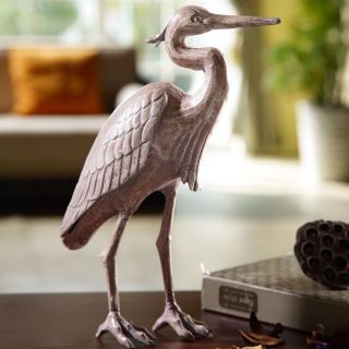 14 Cast Iron Stately Single Heron Accent Statue Sculpture