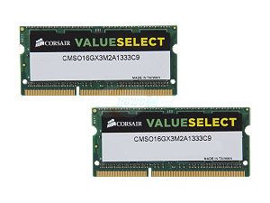 CORSAIR 16GB (2 x 8G) 204 Pin DDR3 SO DIMM DDR3 1333 Laptop Memory 
