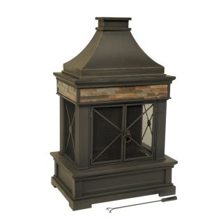 Shop allen + roth Brown Steel Outdoor Wood Burning Fireplace at Lowes 