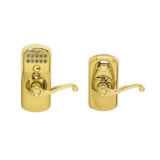 Shop Schlage Bright Brass Plymouth Electronic Keypad Lever at Lowes 