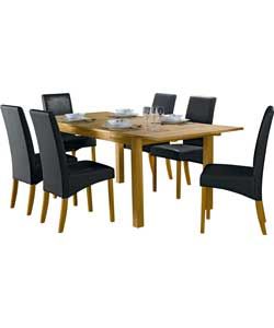 Buy Schreiber Oxford Solid Oak Table & 6 Black Skirted Chairs at Argos 