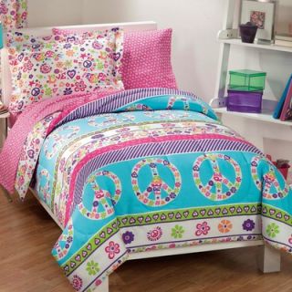 Comfort and More Peace Signs Multicolor Girls 5 Piece Twin Comforter 