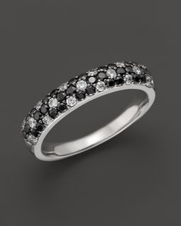 Black And White Diamond Band In 14K White Gold, .75 ct. t.w 