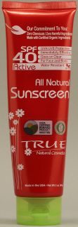 True Natural All Natural Sunscreen SPF 40    3 oz   Vitacost 