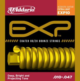 Addario EXP10 Coated 80/20 Bronze Extra Light Acoustic Guitar 