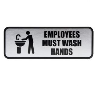 COSCO Brushed Metal Employees Must Wash Hands Sign