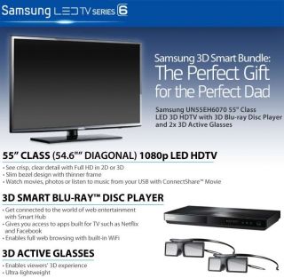 Samsung UN55EH6070 55 Class LED 3D HDTV with Blu ray Disc Player 
