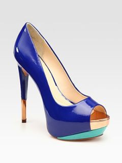 Boutique 9   Patent Leather and Leather Colorblock Peep Toe Platform 