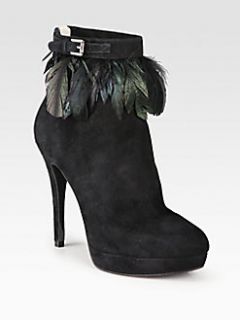 MICHAEL MICHAEL KORS   Vasha Feather Trimmed Ankle Boots