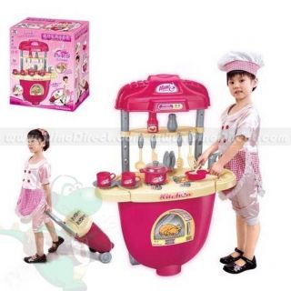 Wholesale Kids Multifunction Plastic Trolley Pretend Play Kitchen Toy 
