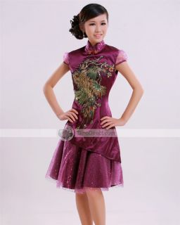 Wholesale Short Sleeve Women Embroidery Cheongsam Dress    