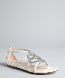 Miu Miu white and silver leather thong sandals