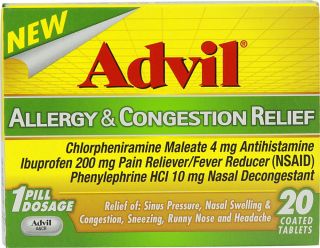 Advil Allergy and Congestion Relief    20 Coated Tablets   Vitacost 
