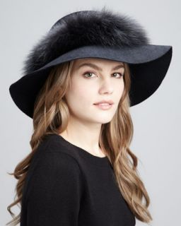 Samantha Fox Fur Trimmed Velour Hat   