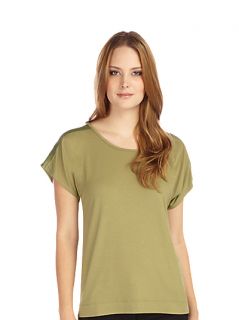 Buy Planet Silk Trim Jersey Top, Army Green online at JohnLewis 