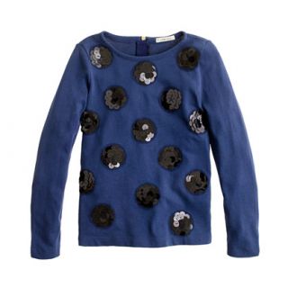 Deep Navy Girls long sleeve paillette polka dot tee   collectible 