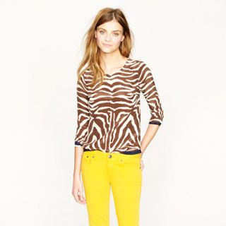 Scoopneck silk top in zebra   blouses   Womens shirts & tops   J.Crew